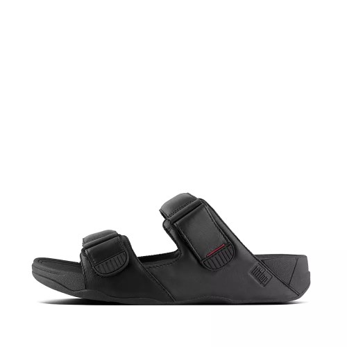 Chanclas Fitflop GOGH MOC Adjustable Cuero Hombre Negros | MX.U-14765