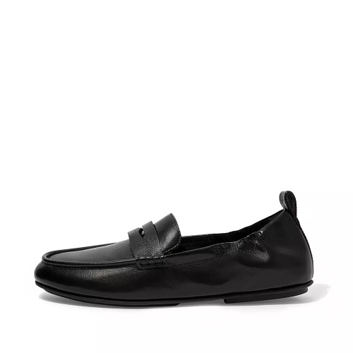 Loafers Fitflop ALLEGRO Metallic Cuero Penny Mujer Negros | MX.P-32741