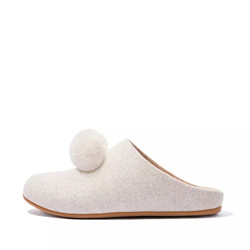 Pantuflas Fitflop CHRISSIE Pom-Pom Felt Mujer Creme | MX.E-98106