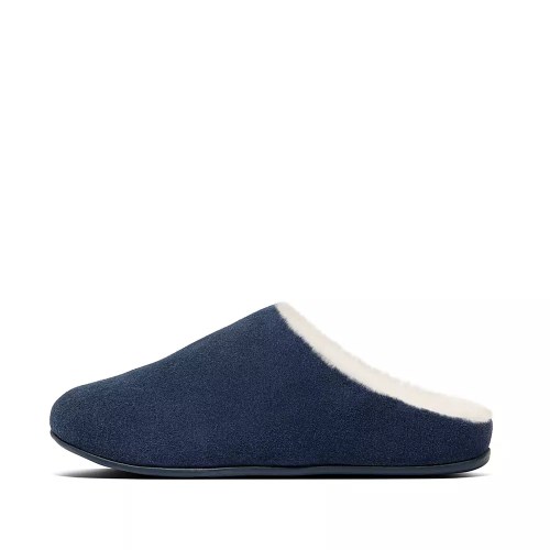 Pantuflas Fitflop CHRISSIE Shearling Gamuza Mujer Azul Marino | MX.L-92108