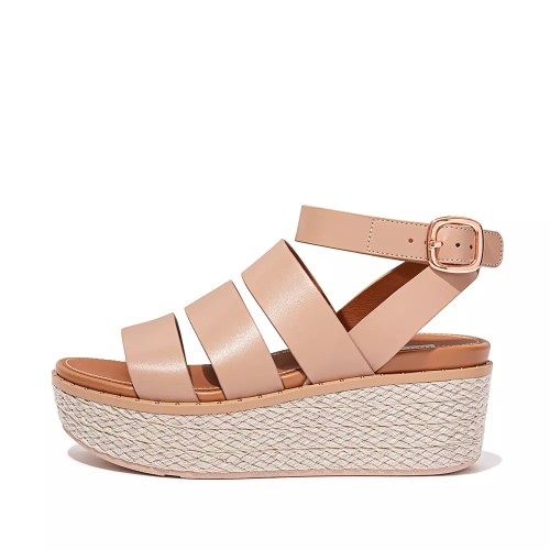 Sandalias Cuña Fitflop ELOISE Alpargata Cuero Mujer Beige | MX.R-85492