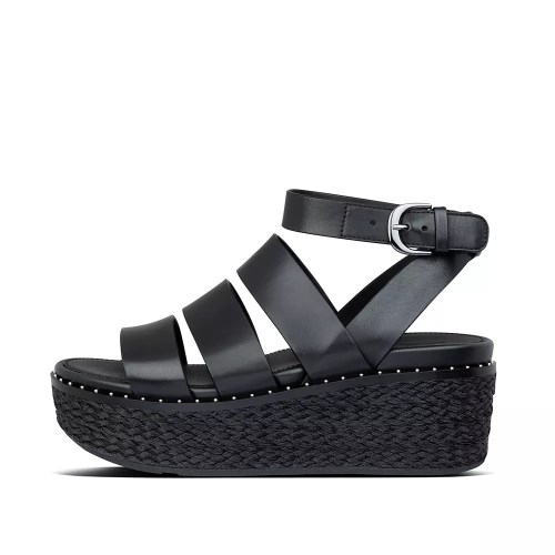 Sandalias Cuña Fitflop ELOISE Alpargata Mujer Negros | MX.T-60182