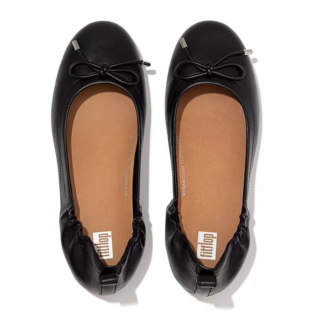 Ballerinas Fitflop ALLEGRO Bow Cuero Mujer Negros | MX.B-28716