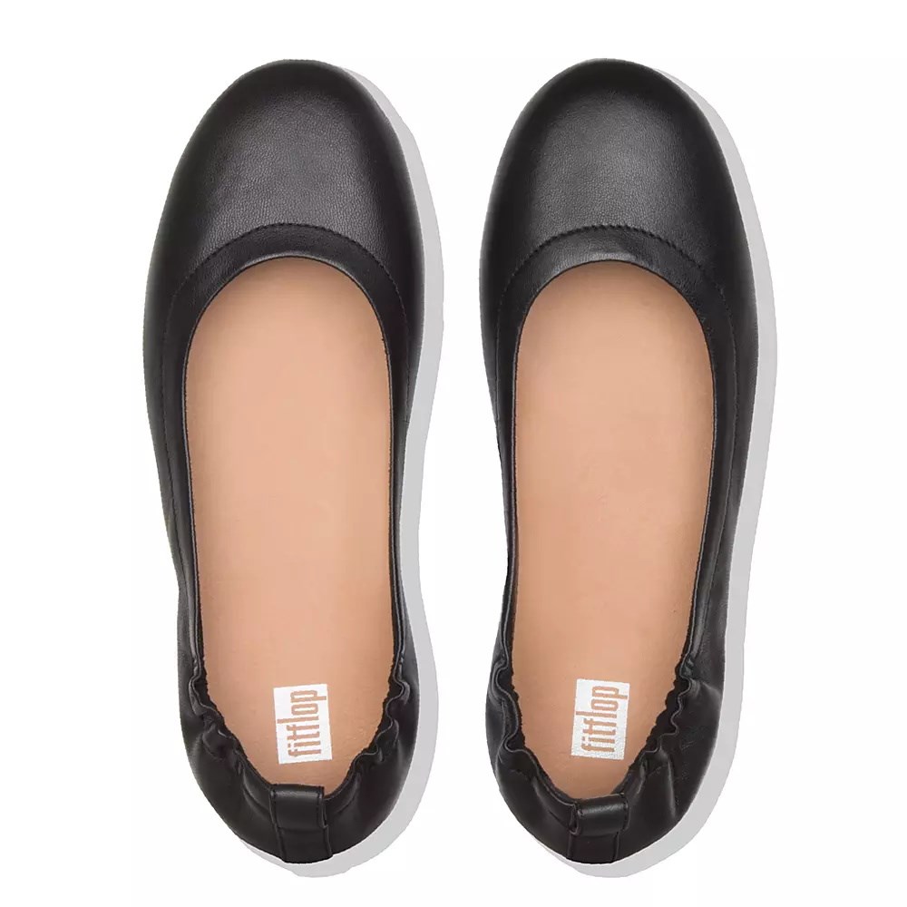 Ballerinas Fitflop ALLEGRO Soft Cuero Mujer Negros | MX.R-34079