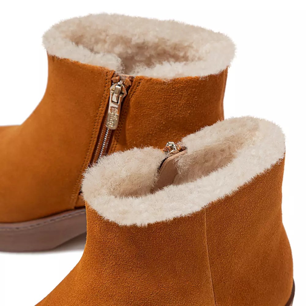 Botas Plataforma Fitflop PILAR Shearling-Forro Gamuza Mujer Marrom Claro | MX.S-71205