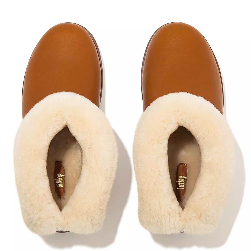 Botines Fitflop MUKLUK SHORTY Impermeables Shearling-Forro Mujer Marrom Claro | MX.L-60812