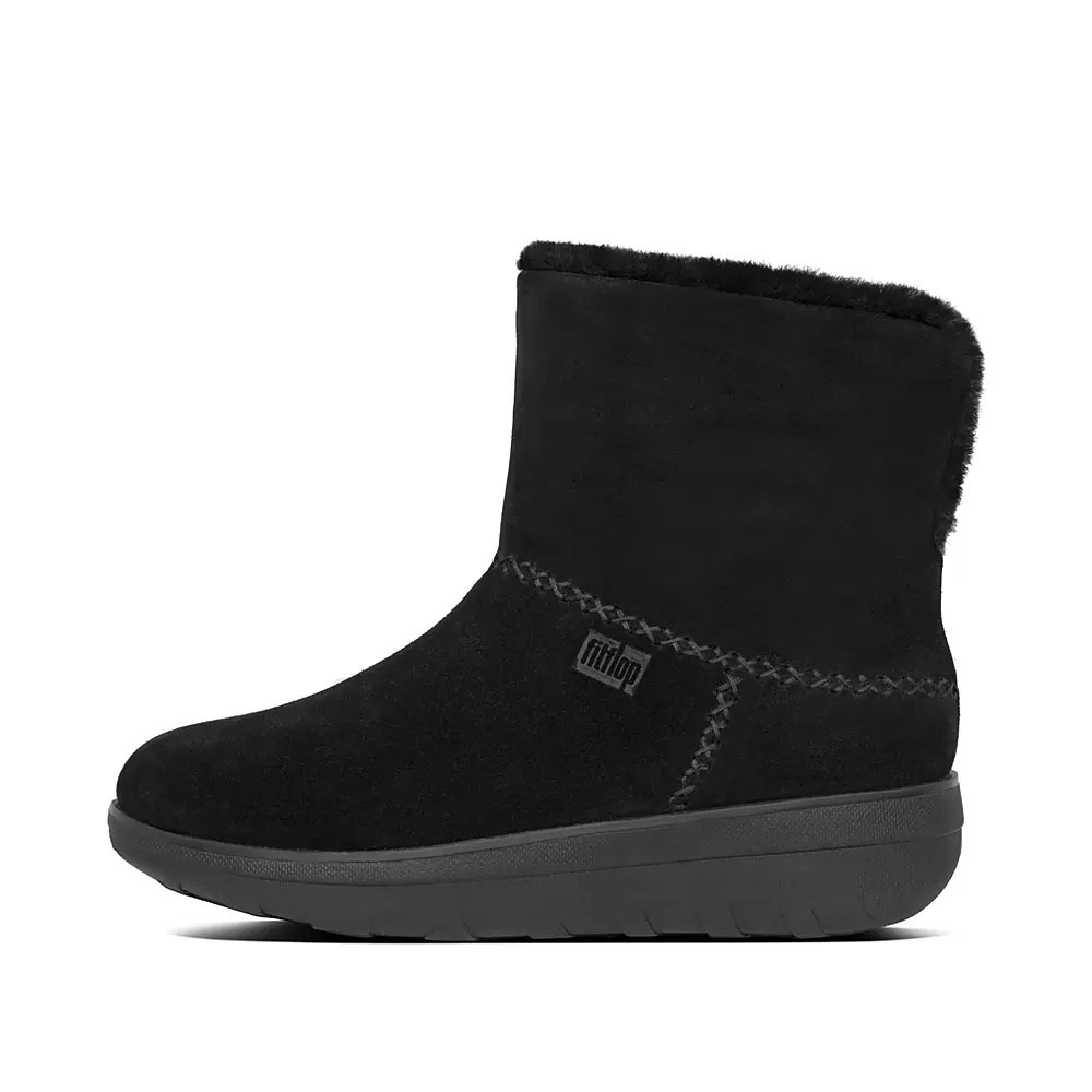 Botines Fitflop MUKLUK SHORTY Shearling-Forro Gamuza Mujer Negros | MX.Q-91268