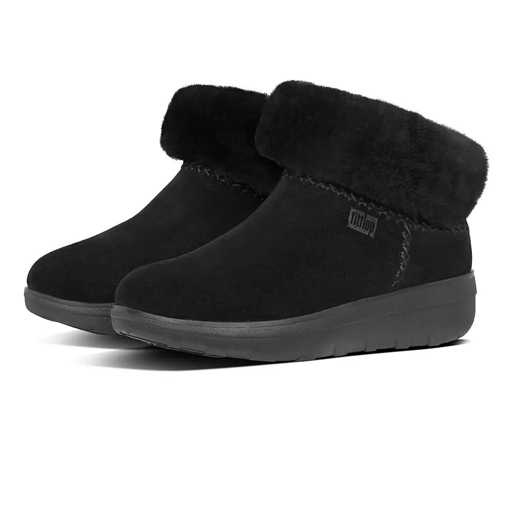 Botines Fitflop MUKLUK SHORTY Shearling-Forro Gamuza Mujer Negros | MX.Q-91268