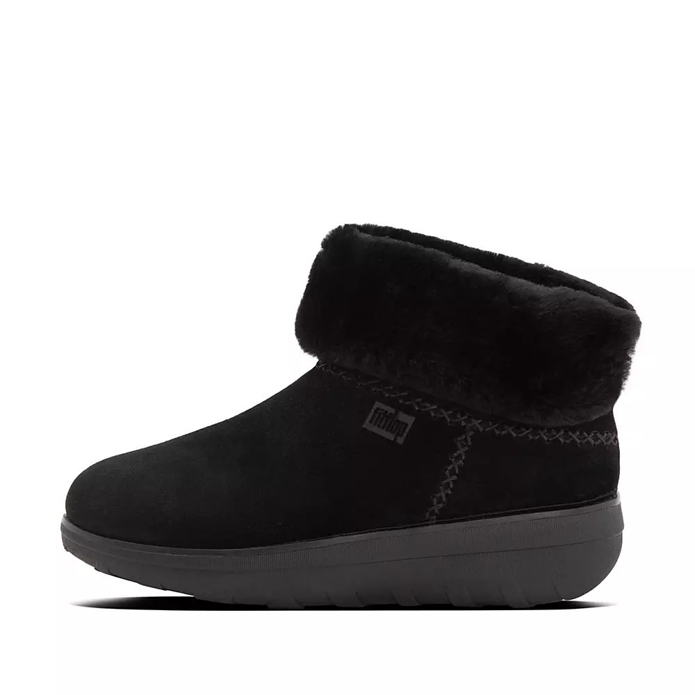 Botines Fitflop MUKLUK SHORTY Shearling-Forro Gamuza Mujer Negros | MX.Q-91268