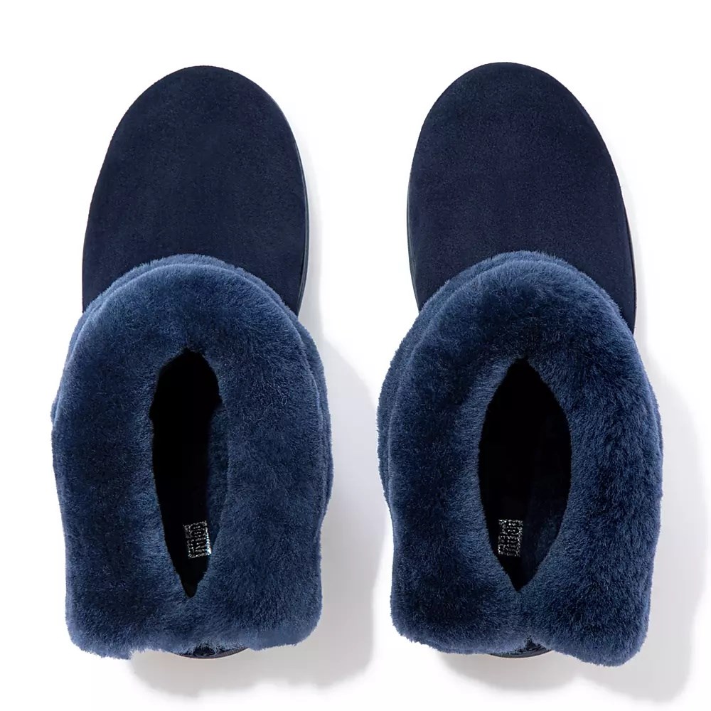 Botines Fitflop MUKLUK SHORTY Shearling-Forro Gamuza Mujer Azul Marino | MX.U-50471