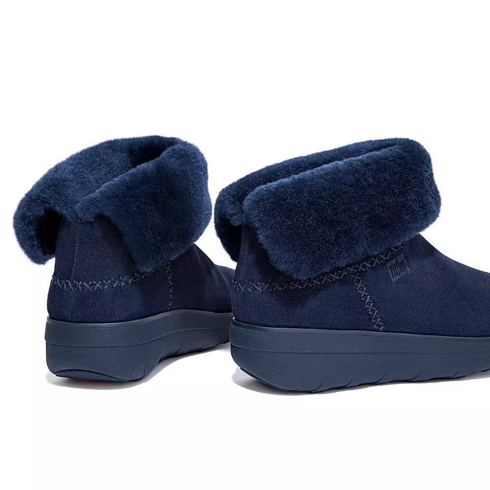 Botines Fitflop MUKLUK SHORTY Shearling-Forro Gamuza Mujer Azul Marino | MX.U-50471