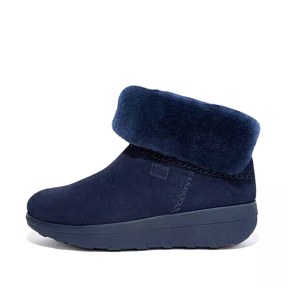 Botines Fitflop MUKLUK SHORTY Shearling-Forro Gamuza Mujer Azul Marino | MX.U-50471