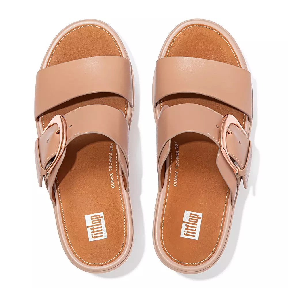 Chanclas De Plataforma Fitflop PILAR Cuero Mujer Beige | MX.H-01246