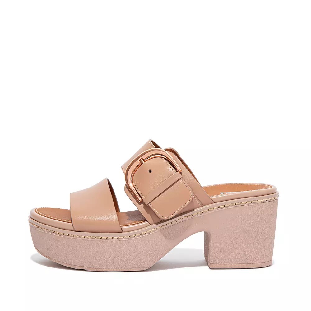 Chanclas De Plataforma Fitflop PILAR Cuero Mujer Beige | MX.H-01246