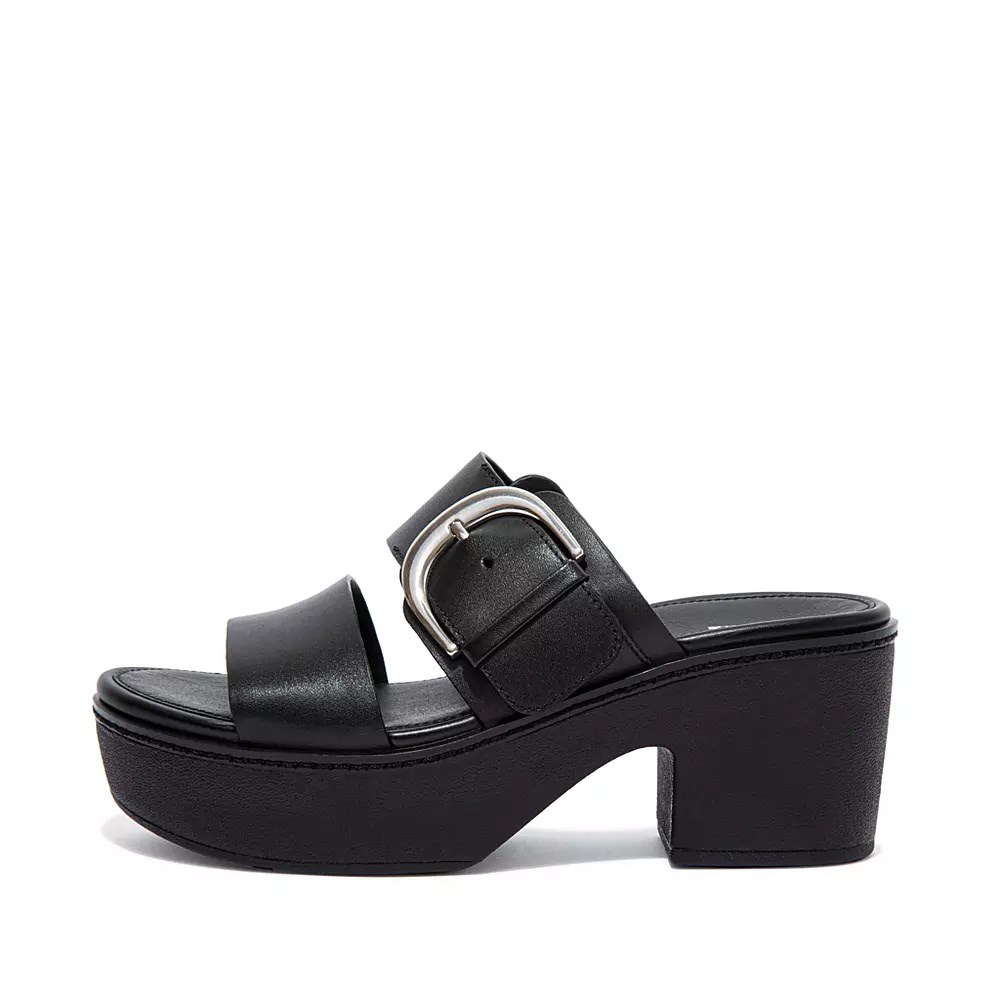 Chanclas De Plataforma Fitflop PILAR Cuero Mujer Negros | MX.W-46870