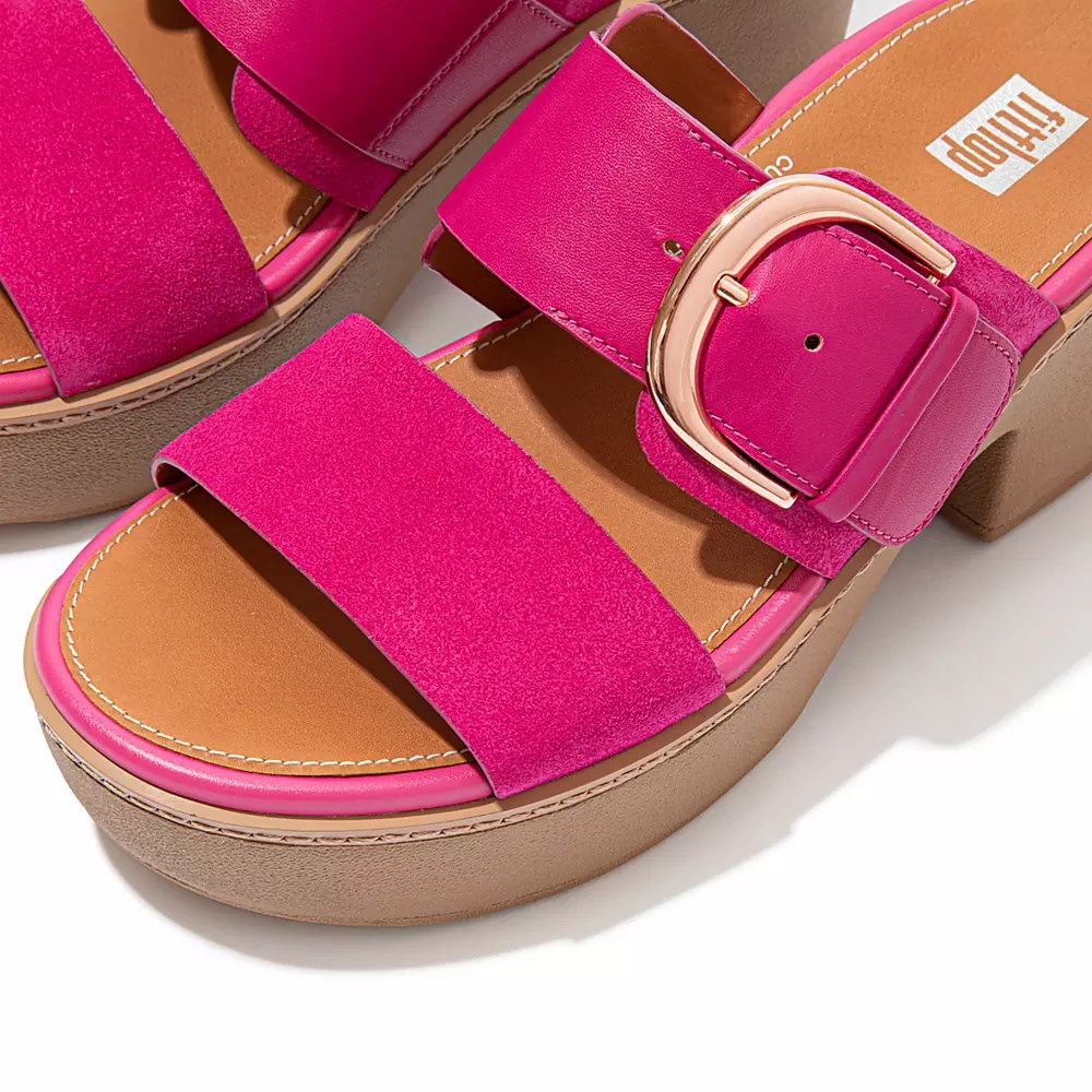 Chanclas De Plataforma Fitflop PILAR Gamuza-Mix Mujer Rosas | MX.L-16754