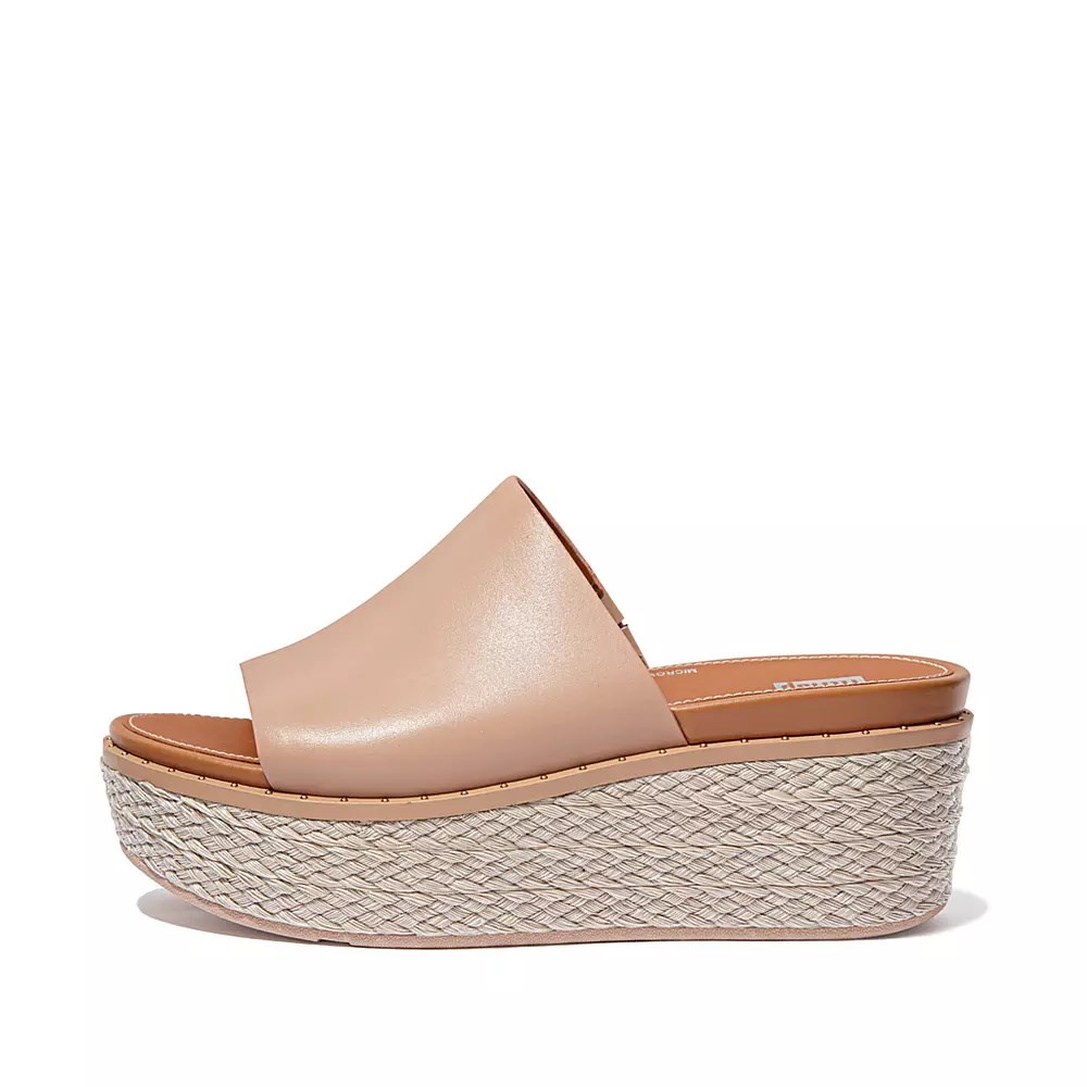 Chanclas Fitflop ELOISE Alpargata Cuero Wedge Mujer Beige | MX.V-42365