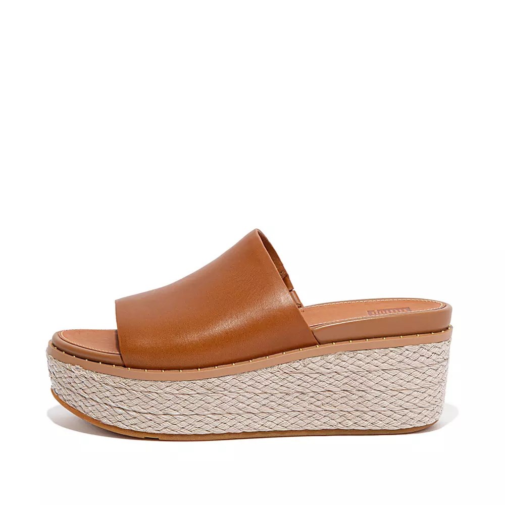 Chanclas Fitflop ELOISE Alpargata Cuero Wedge Mujer Marrom | MX.X-53416