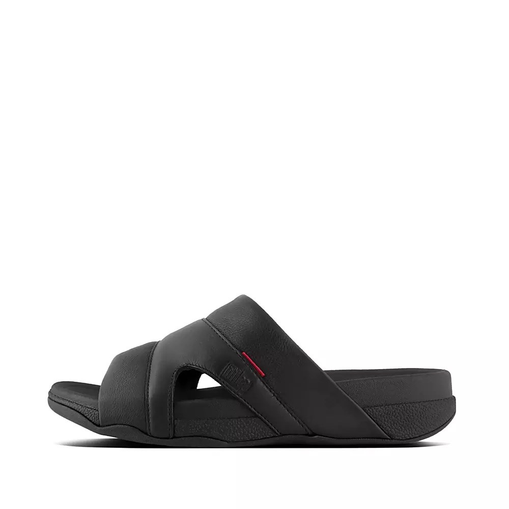 Chanclas Fitflop FREEWAY Cuero Pool Hombre Negros | MX.Q-63720