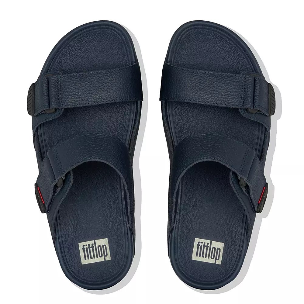 Chanclas Fitflop GOGH MOC Adjustable Cuero Hombre Azul Marino | MX.C-54910