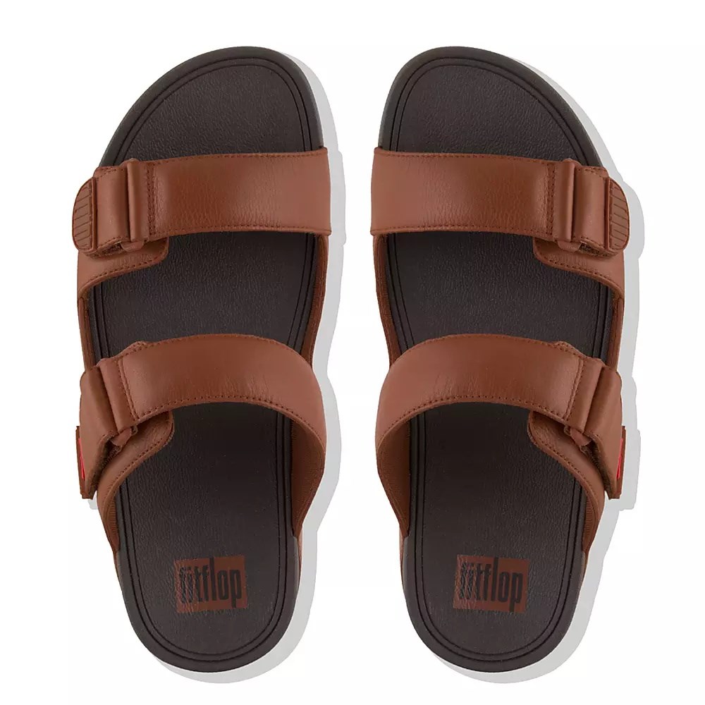 Chanclas Fitflop GOGH MOC Adjustable Cuero Hombre Marrom | MX.V-96078