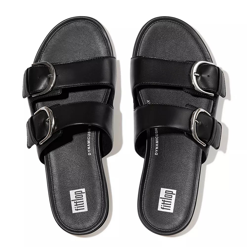 Chanclas Fitflop GRACIE Hebilla Cuero Mujer Negros | MX.T-30941