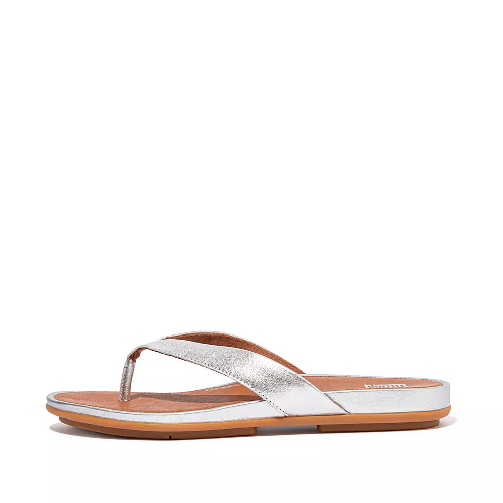 Chanclas Fitflop GRACIE Metallic Cuero Mujer Plateados Marrom | MX.G-21854