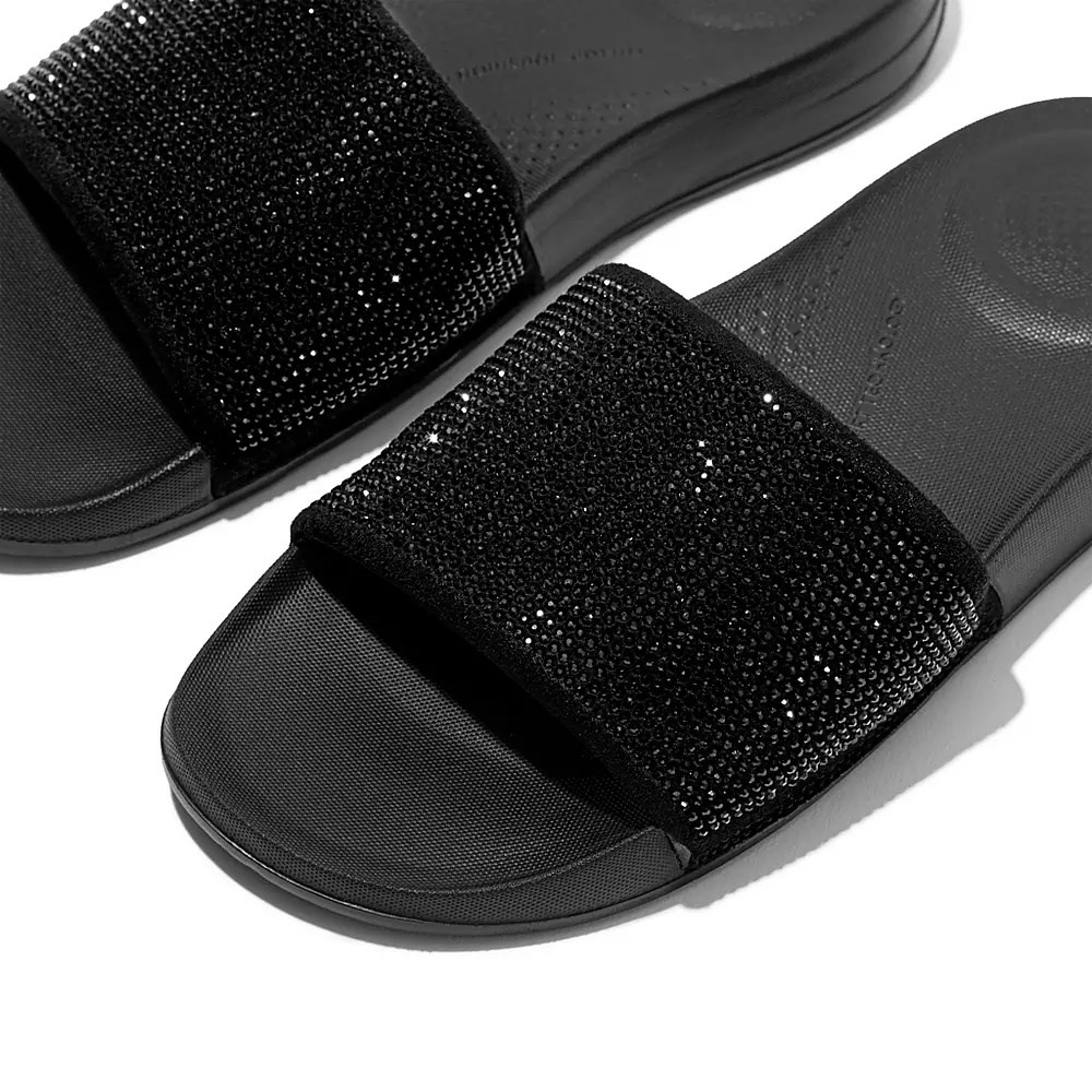 Chanclas Fitflop IQUSHION Agua-Resistant Crystal Mujer Negros | MX.I-49637