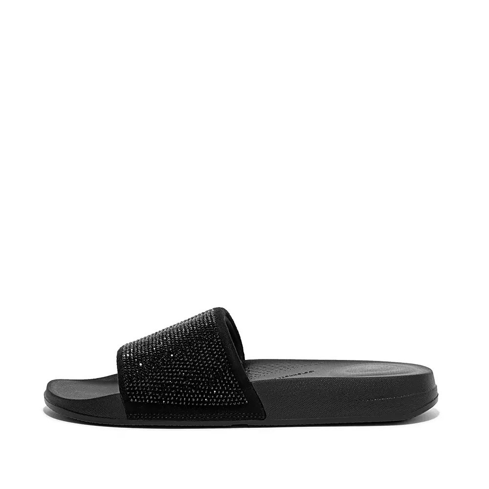 Chanclas Fitflop IQUSHION Agua-Resistant Crystal Mujer Negros | MX.I-49637