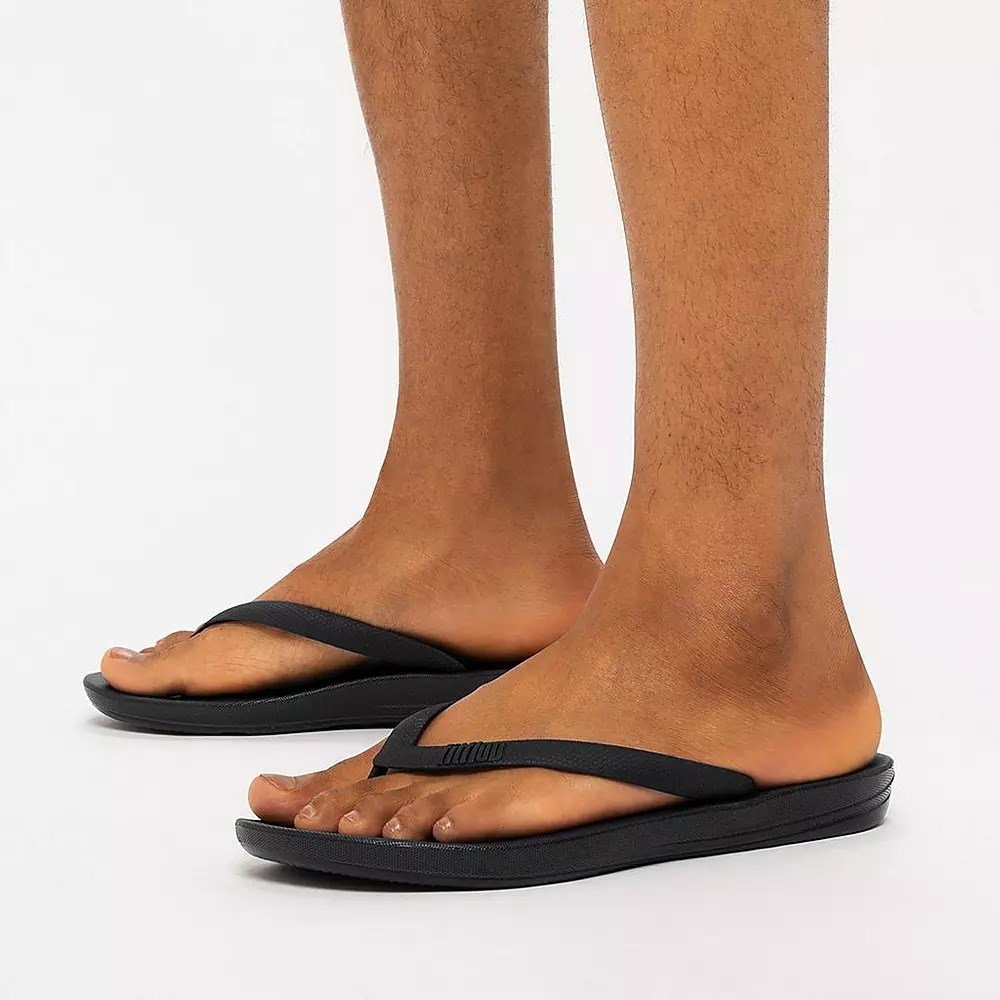 Chanclas Fitflop IQUSHION Ergonomic Hombre Negros | MX.Y-54728