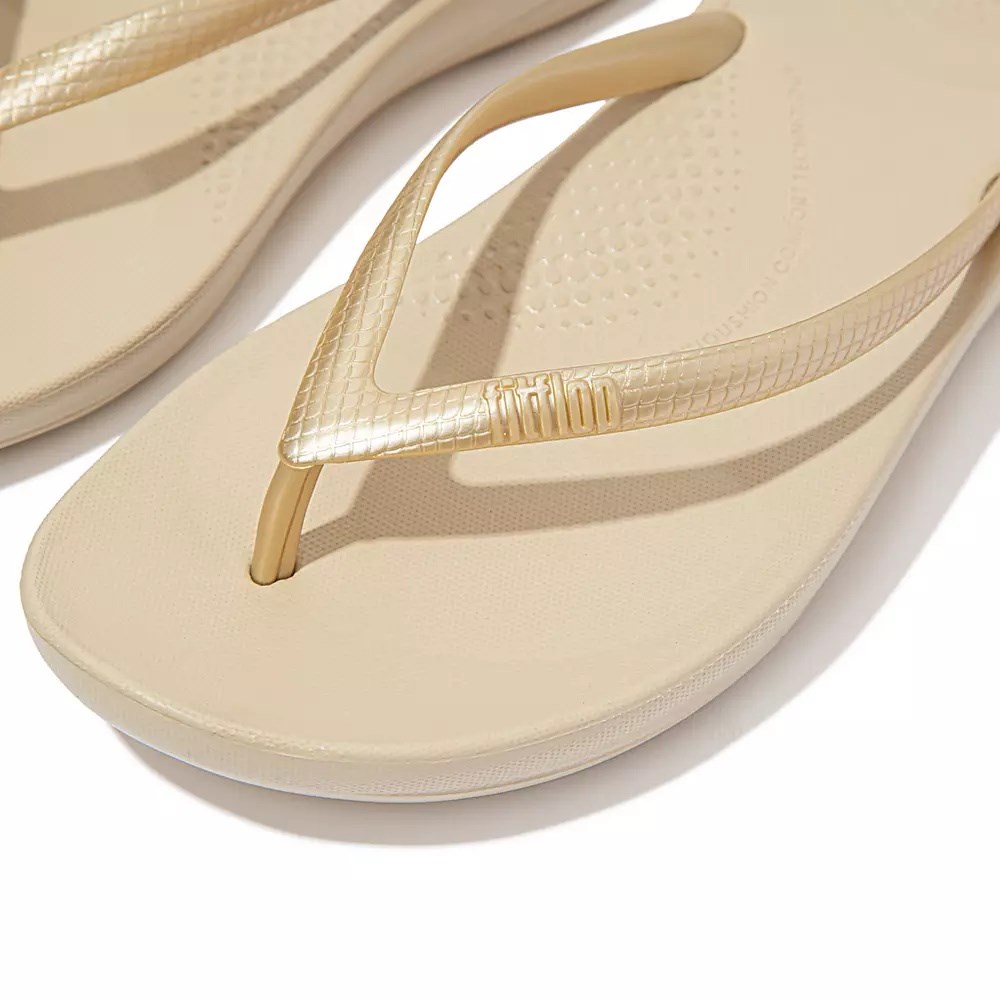 Chanclas Fitflop IQUSHION Ergonomic Mujer Dorados | MX.R-38249