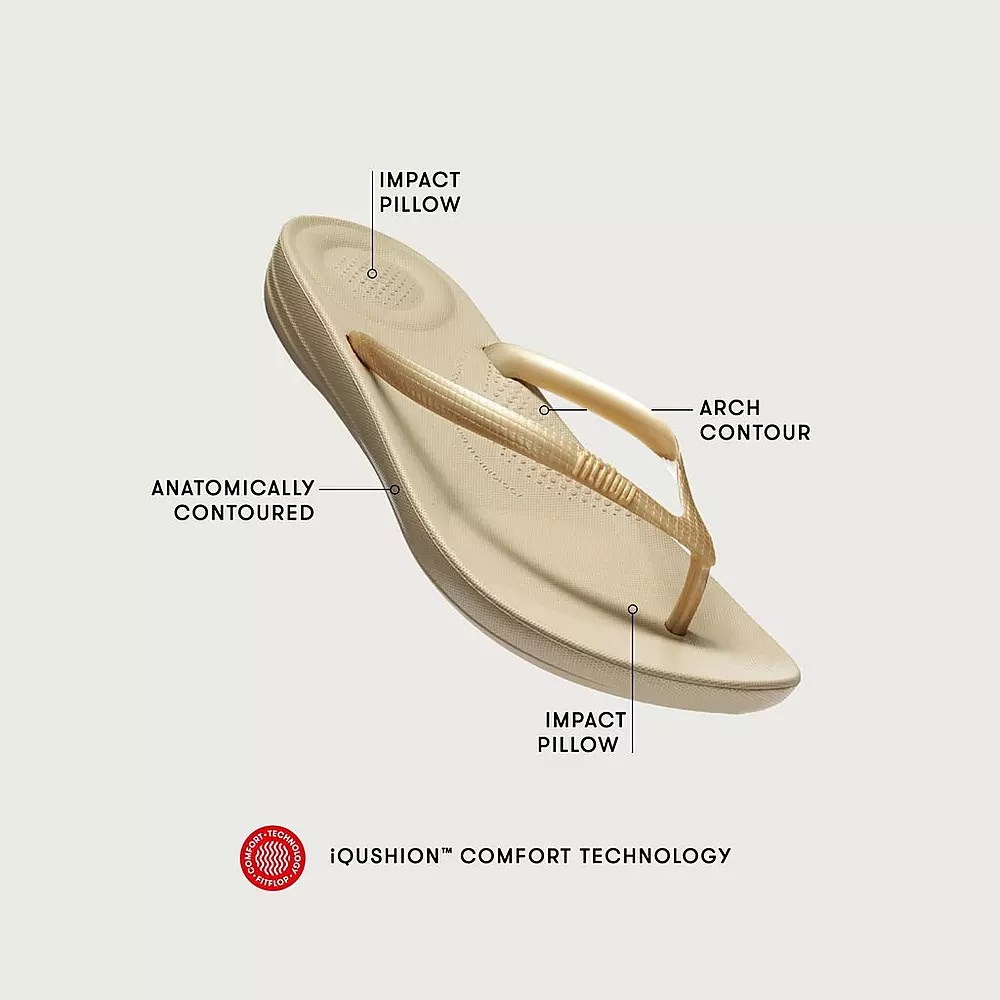 Chanclas Fitflop IQUSHION Ergonomic Mujer Dorados | MX.R-38249