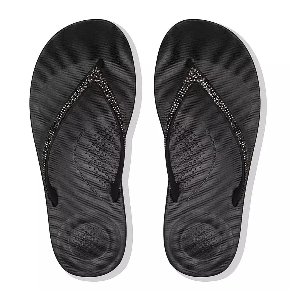 Chanclas Fitflop IQUSHION Sparkle Ergonomic Mujer Negros | MX.S-28791