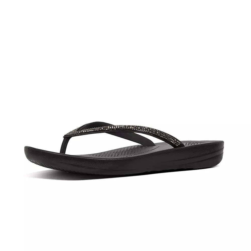 Chanclas Fitflop IQUSHION Sparkle Ergonomic Mujer Negros | MX.S-28791