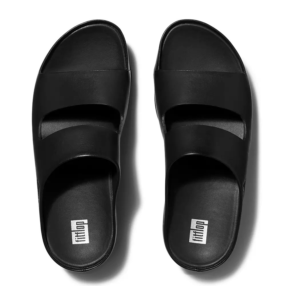 Chanclas Fitflop SHUV Two-Bar Cuero Mujer Negros | MX.Q-07285