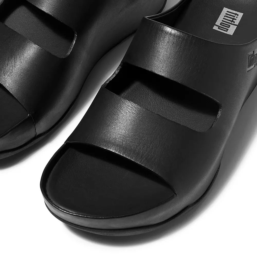 Chanclas Fitflop SHUV Two-Bar Cuero Mujer Negros | MX.Q-07285