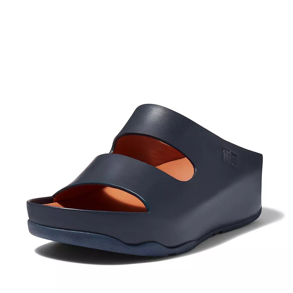 Chanclas Fitflop SHUV Two-Bar Cuero Mujer Azul Marino | MX.Z-56901