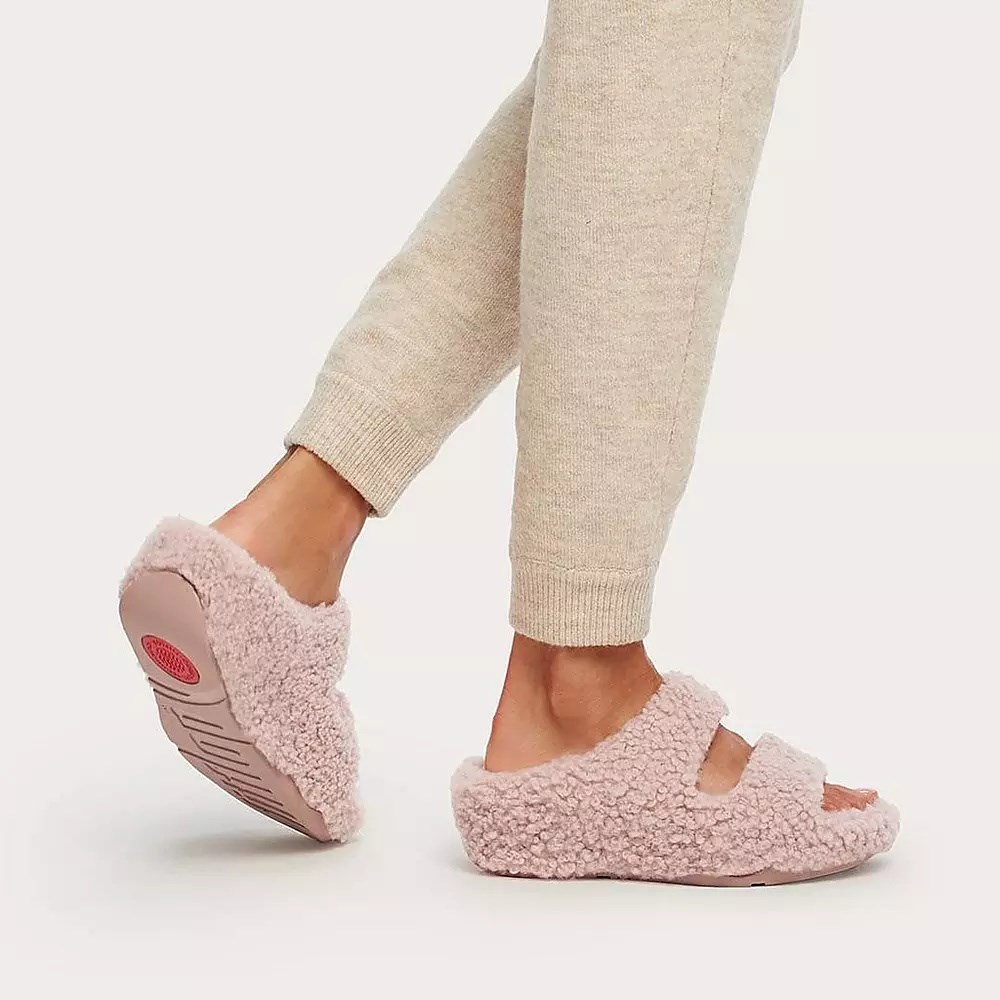 Chanclas Fitflop SHUV Two-Bar Shearling Mujer Rosas | MX.C-45307