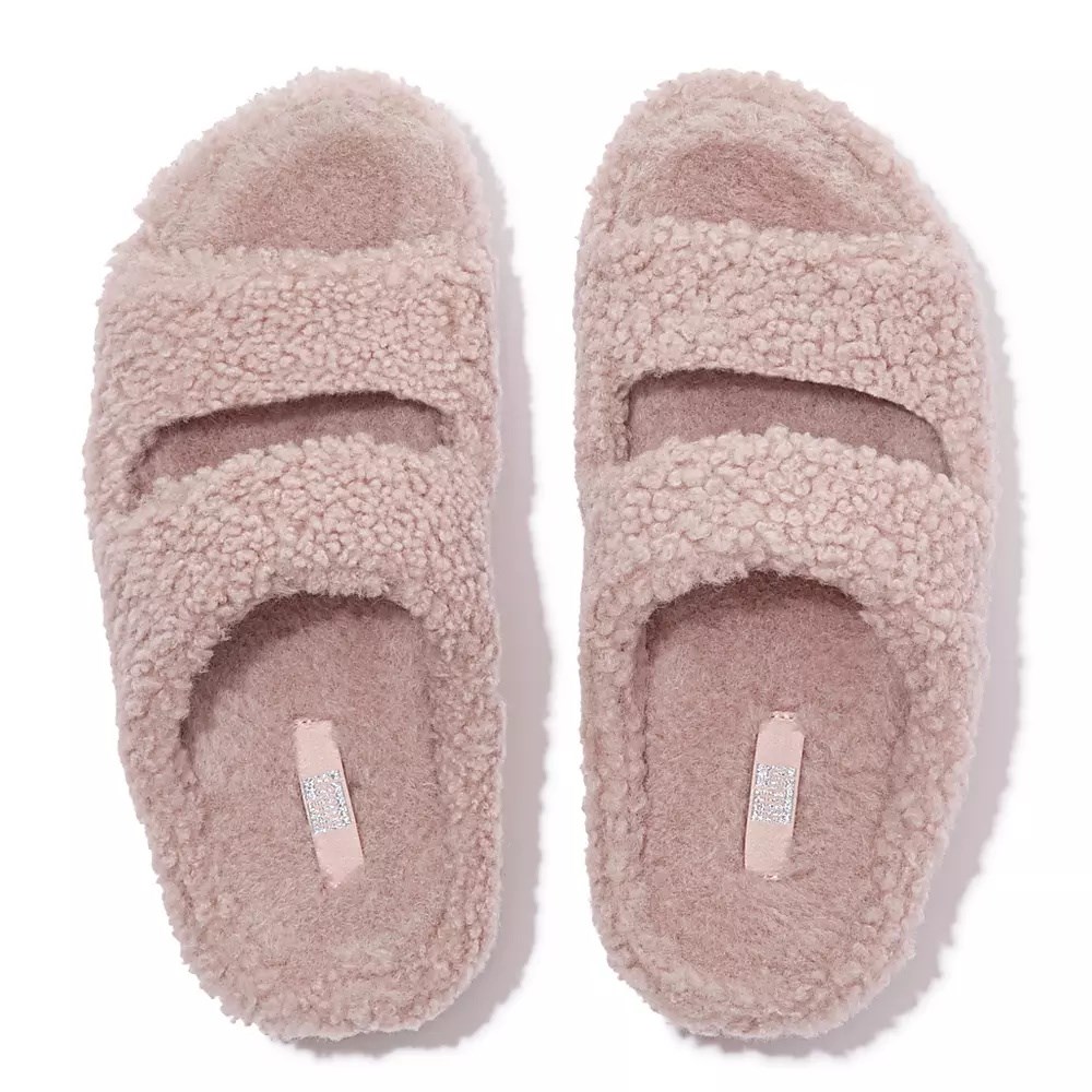 Chanclas Fitflop SHUV Two-Bar Shearling Mujer Rosas | MX.C-45307