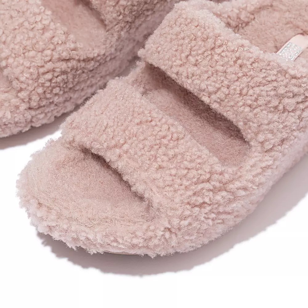 Chanclas Fitflop SHUV Two-Bar Shearling Mujer Rosas | MX.C-45307