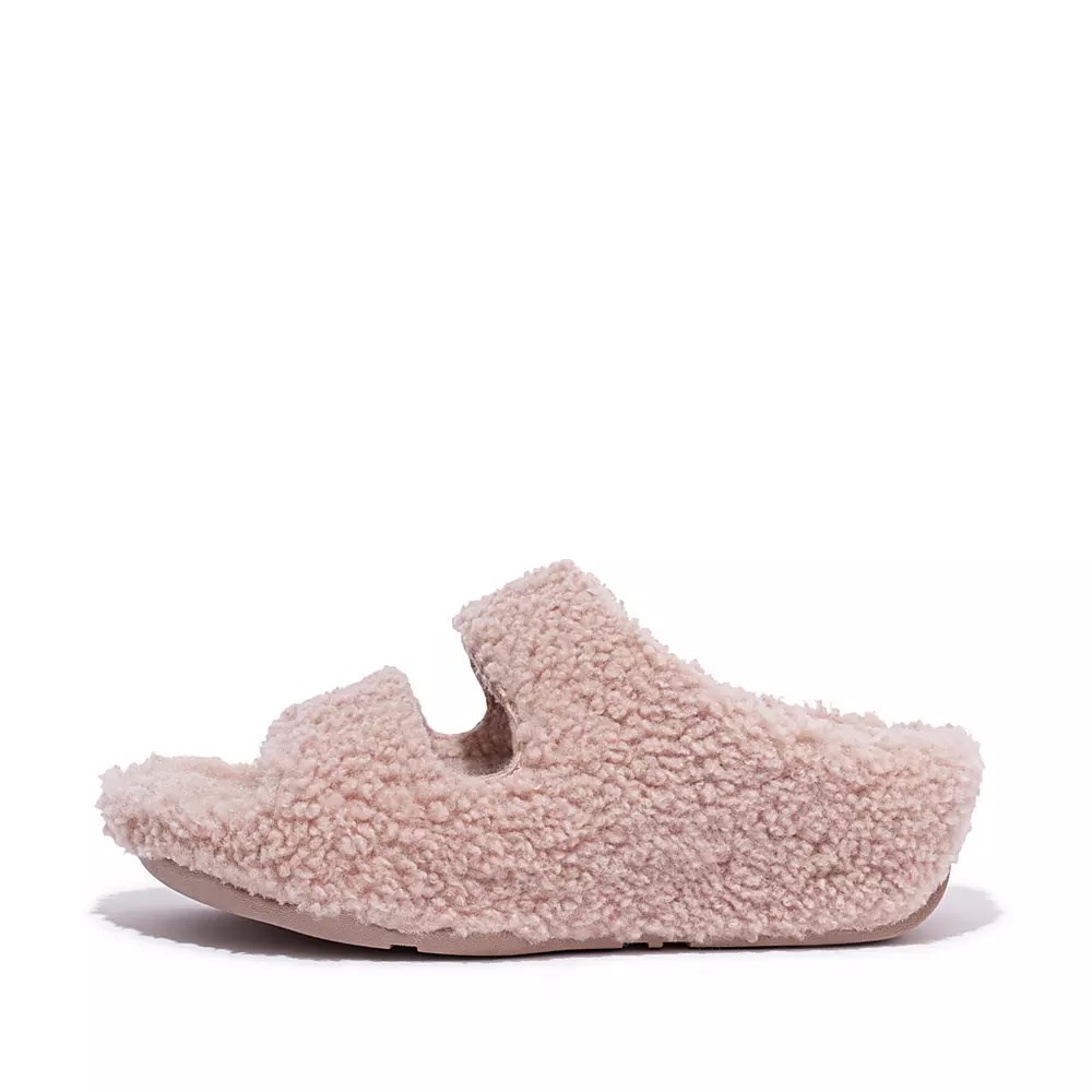 Chanclas Fitflop SHUV Two-Bar Shearling Mujer Rosas | MX.C-45307