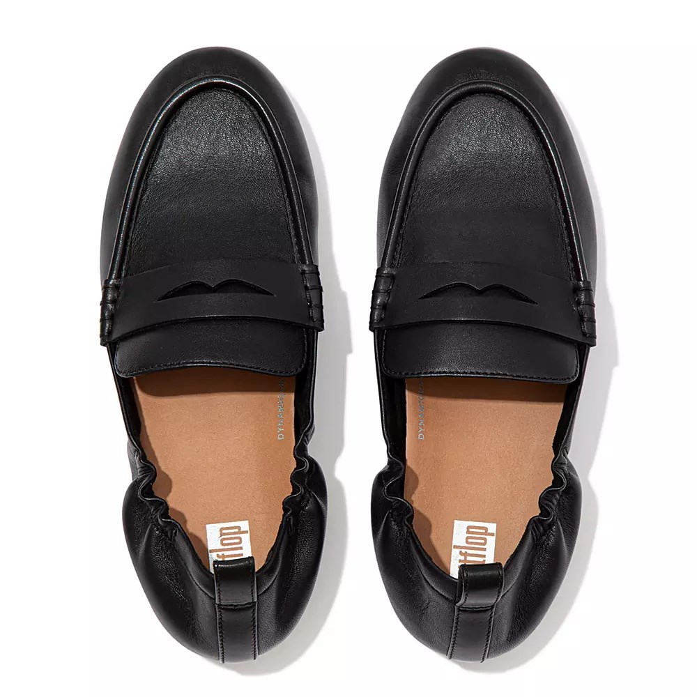 Loafers Fitflop ALLEGRO Cuero Penny Mujer Negros | MX.B-35846