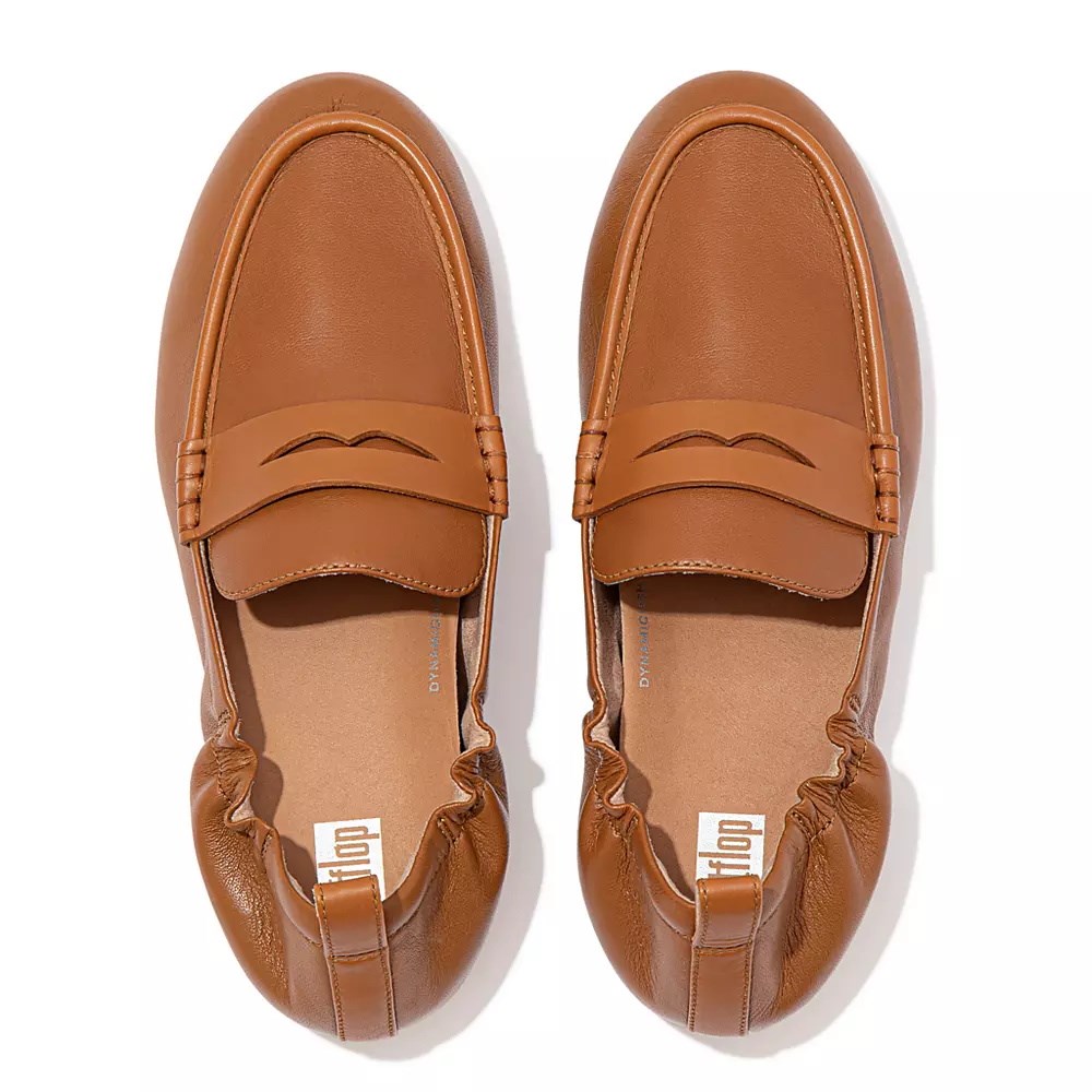 Loafers Fitflop ALLEGRO Cuero Penny Mujer Marrom Claro | MX.J-57809