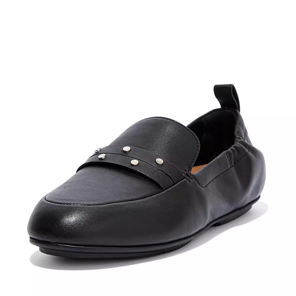 Loafers Fitflop ALLEGRO Studded Cuero Mujer Negros | MX.X-07683