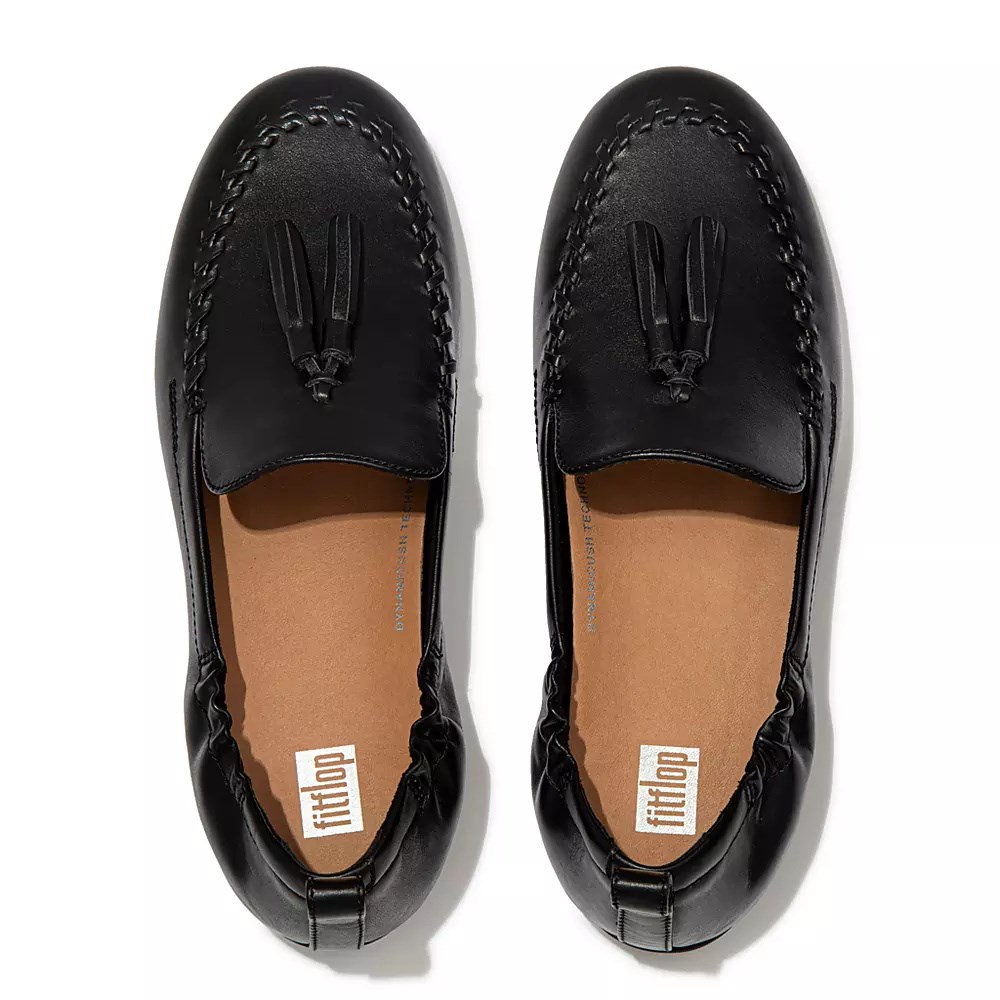 Loafers Fitflop ALLEGRO Tassel Cuero Mujer Negros | MX.N-23679