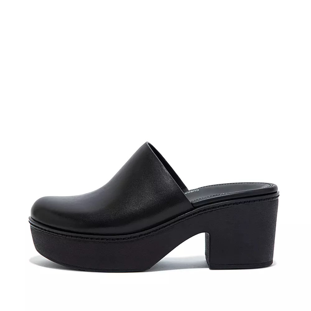 Mulas Fitflop PILAR Cuero Platforms Mujer Negros | MX.G-64305