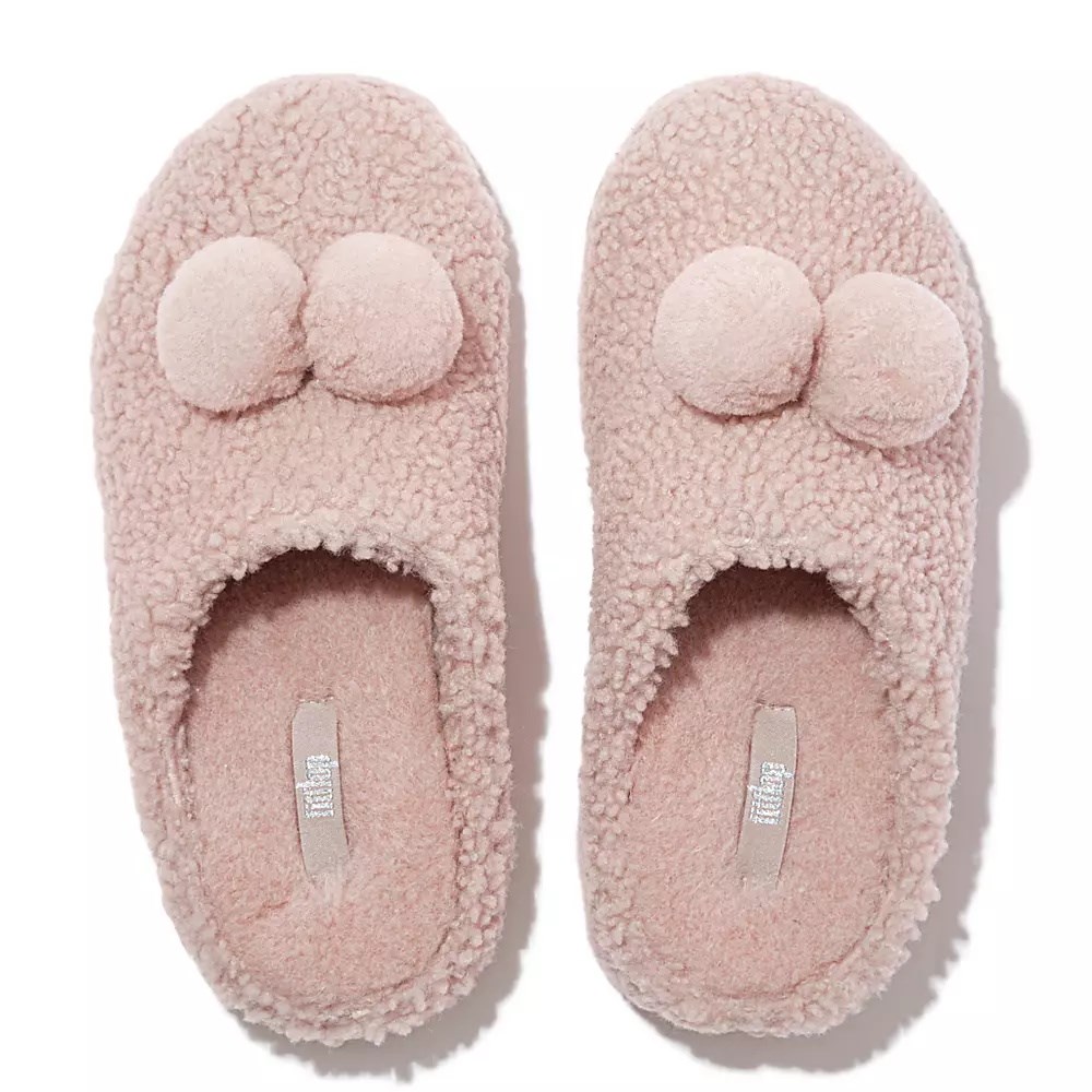 Pantuflas Fitflop SHUV Pom-Pom Shearling Clog Mujer Rosas | MX.J-95476