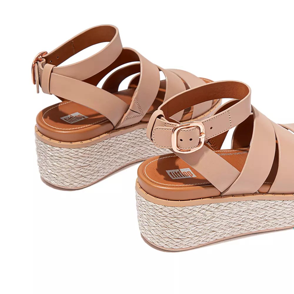 Sandalias Cuña Fitflop ELOISE Alpargata Cuero Mujer Beige | MX.R-85492