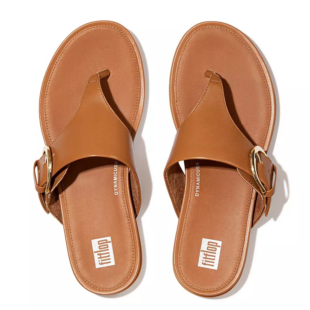 Sandalias Fitflop GRACIE Hebilla Cuero Puntera-Post Mujer Marrom Claro | MX.N-02681