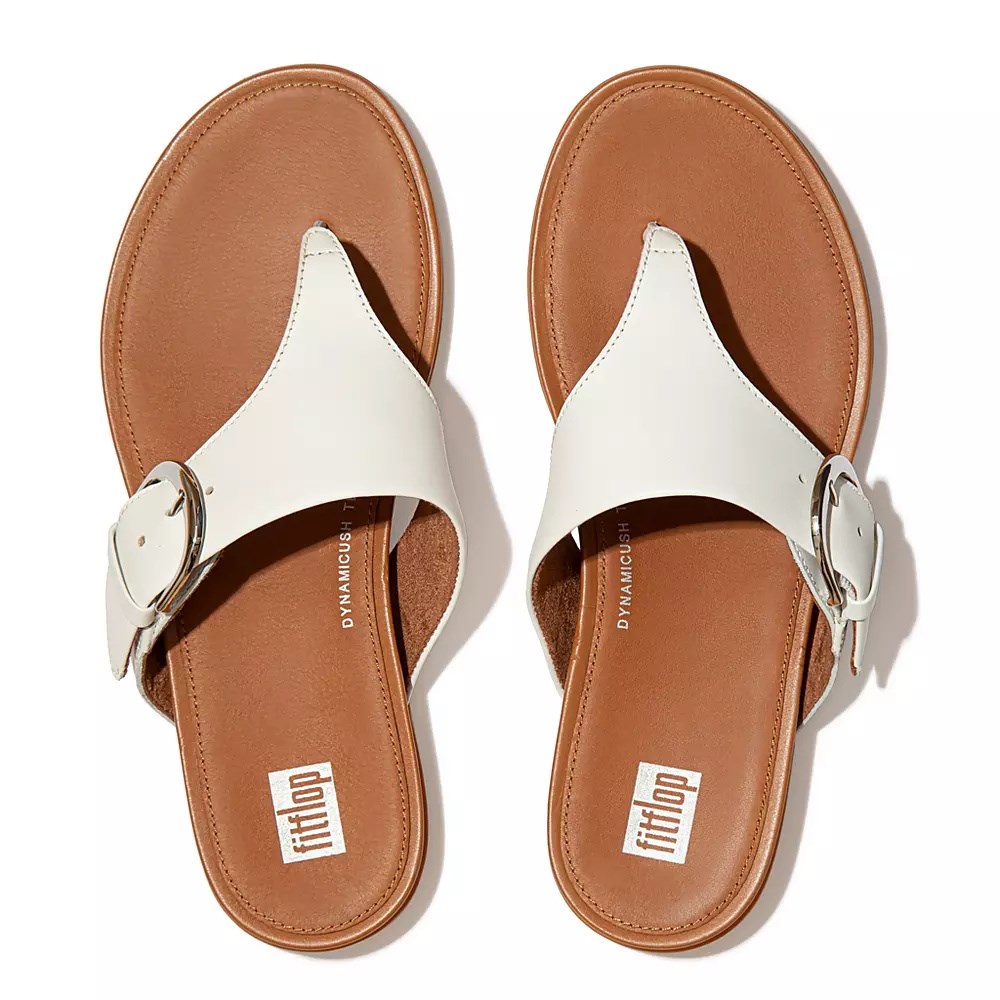 Sandalias Fitflop GRACIE Hebilla Cuero Puntera-Post Mujer Blancos | MX.T-97326